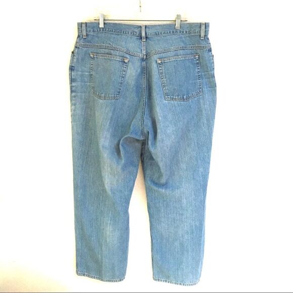 L.L. Bean wide straight leg denim light wash jeans 20R - Picture 2 of 6